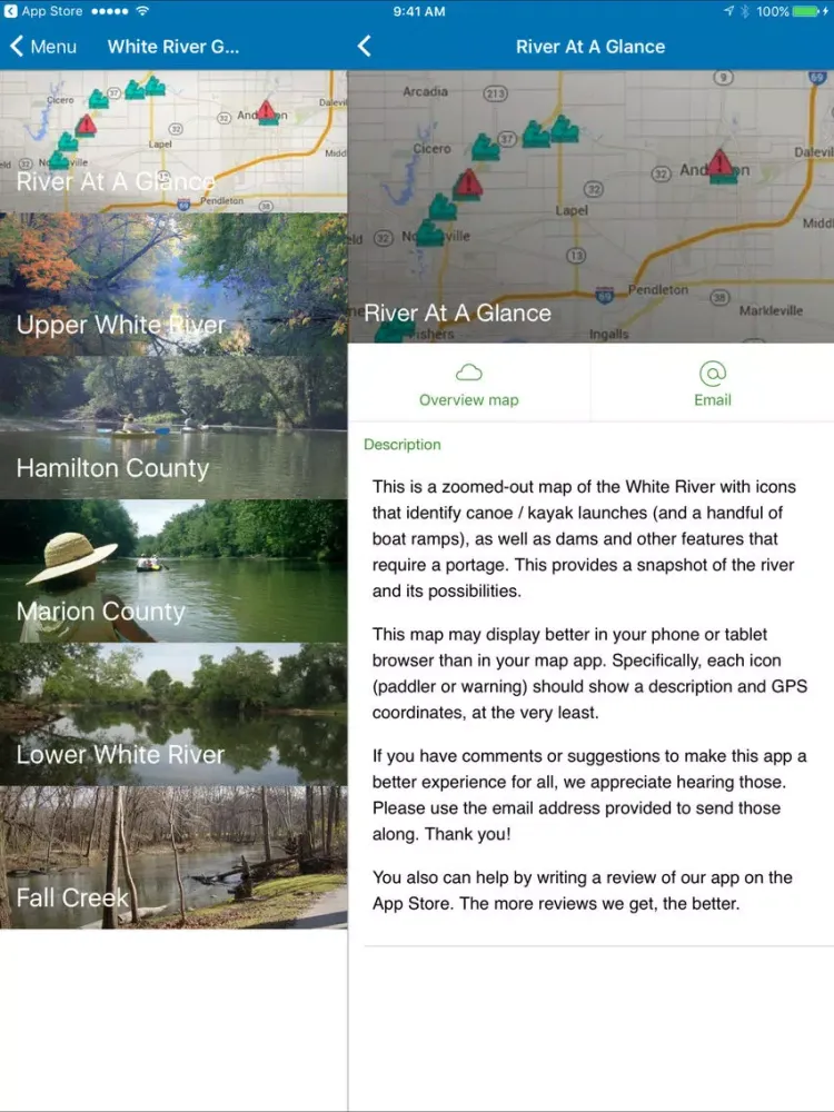 Скриншоты White River Guide, Indiana iPad 