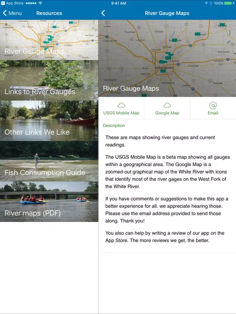 Скриншоты White River Guide, Indiana iPad 