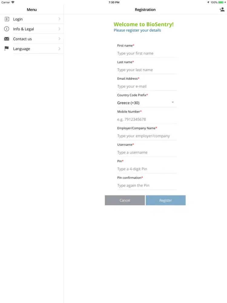 تصاویر BioSentry Visitors App iPad 