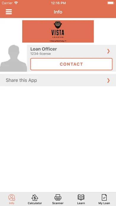 Ảnh chụp màn hình của Vista Lending Mortgage App