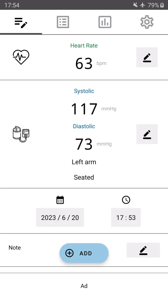 Screenshot di Blood Pressure Tracker