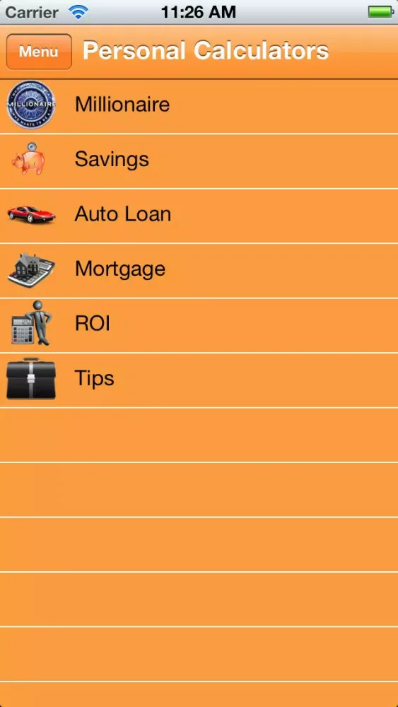 Tangkapan layar Millionaire Calculator