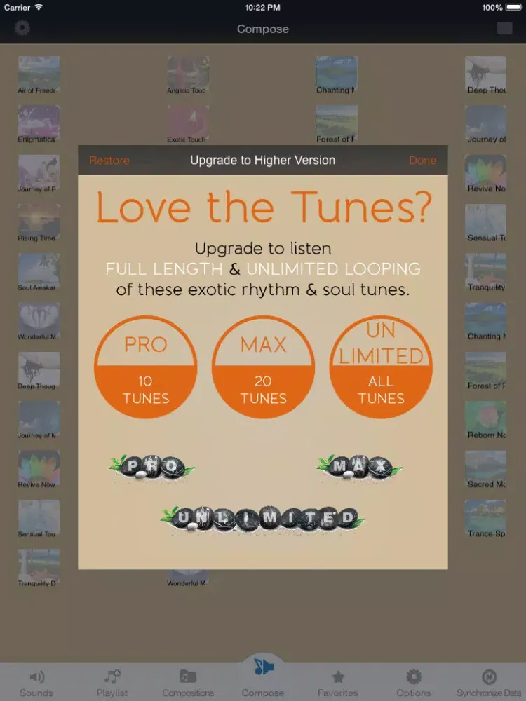 Exotic Sleep Sounds: Rhythmic Relaxation Machine for your Mind, Body and Soul! iPad  Screenshots