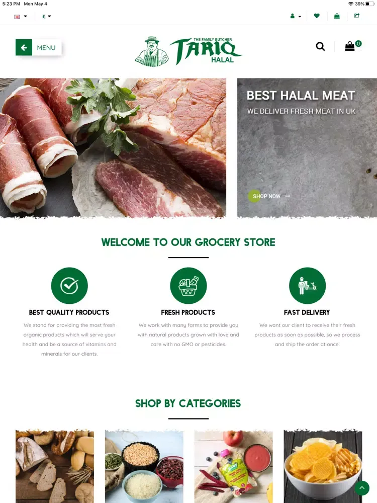 Ảnh chụp màn hình của Tariq Halal Meat iPad 