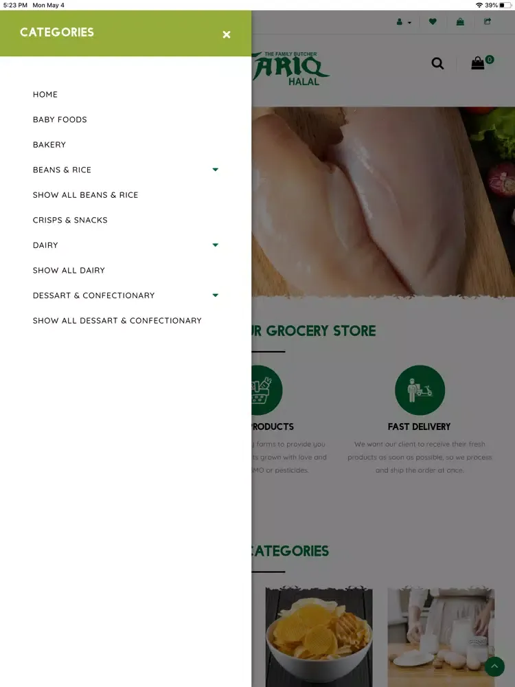 Ảnh chụp màn hình của Tariq Halal Meat iPad 