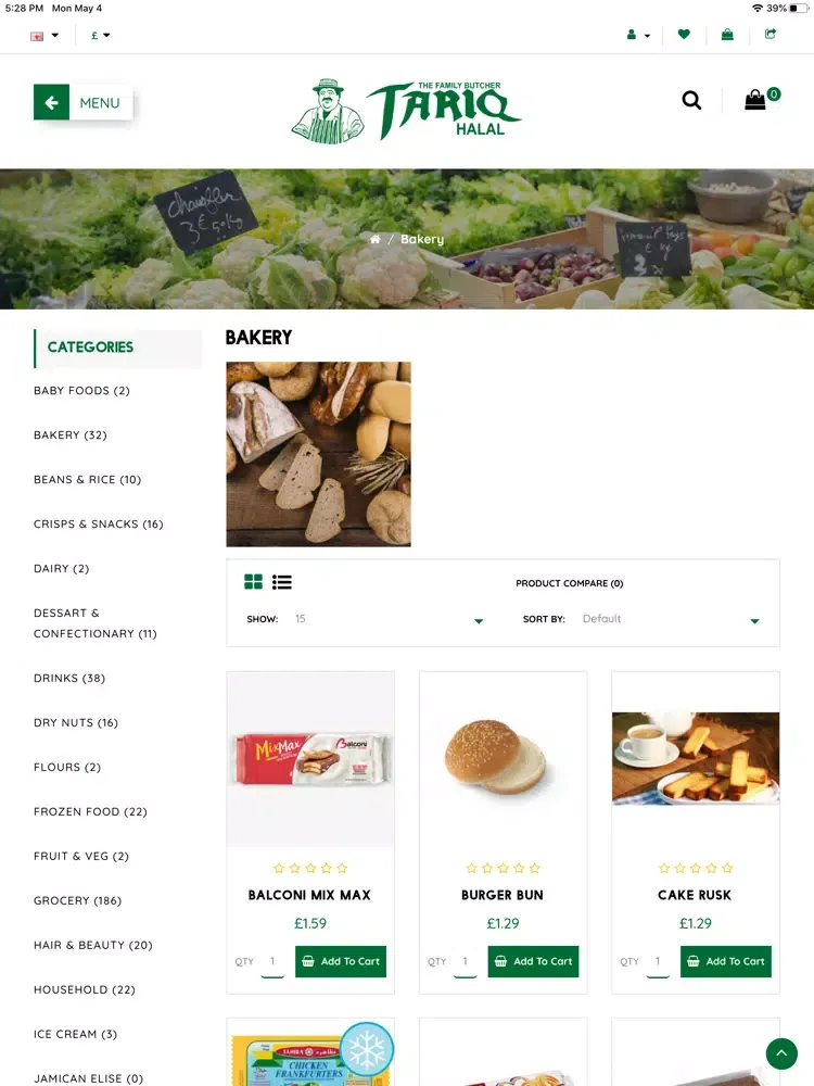 Ảnh chụp màn hình của Tariq Halal Meat iPad 
