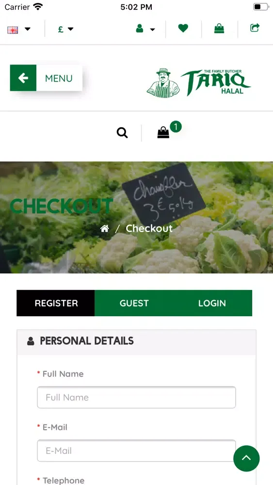 Ảnh chụp màn hình của Tariq Halal Meat