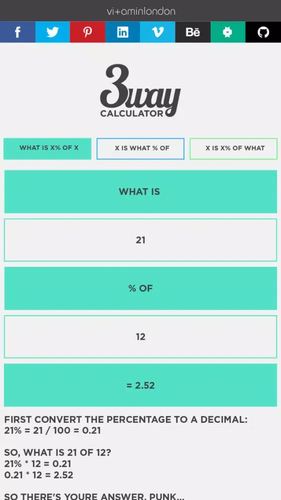 Capturas de tela do Percentage Calcuator