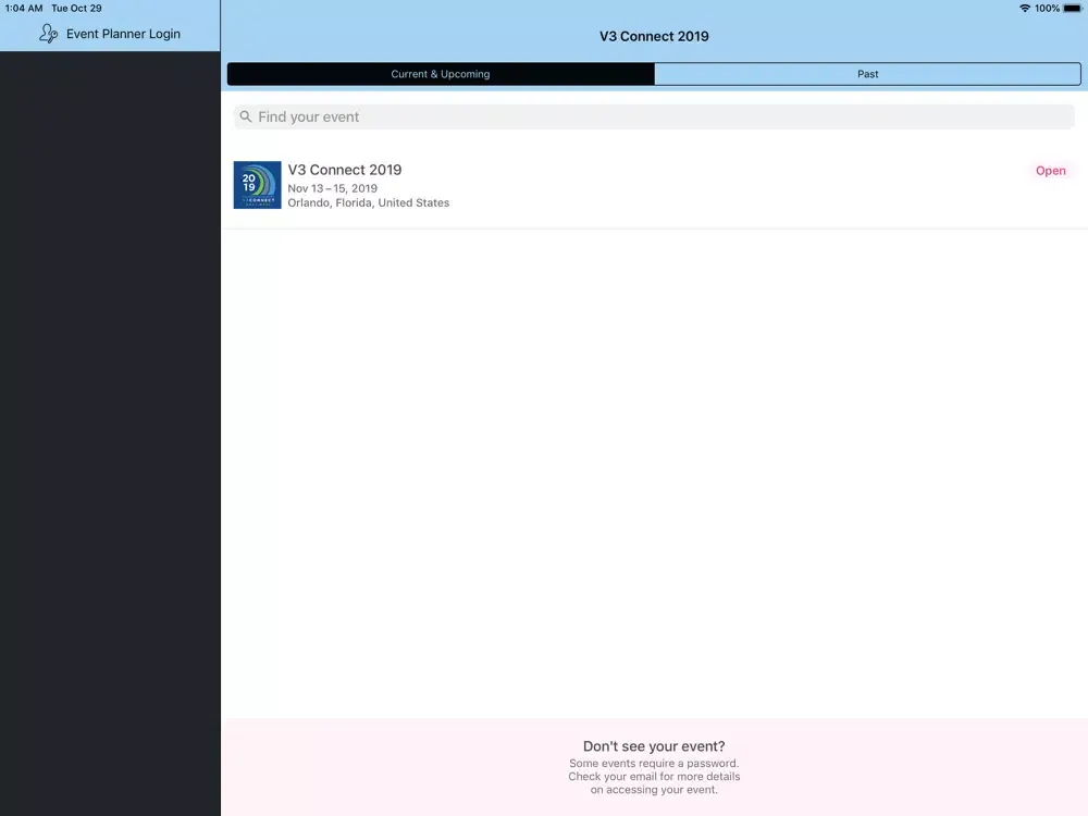 Tangkapan layar V3 Connect 2019 iPad 