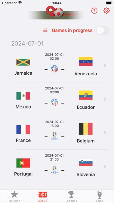 Capturas de tela do 90MIN