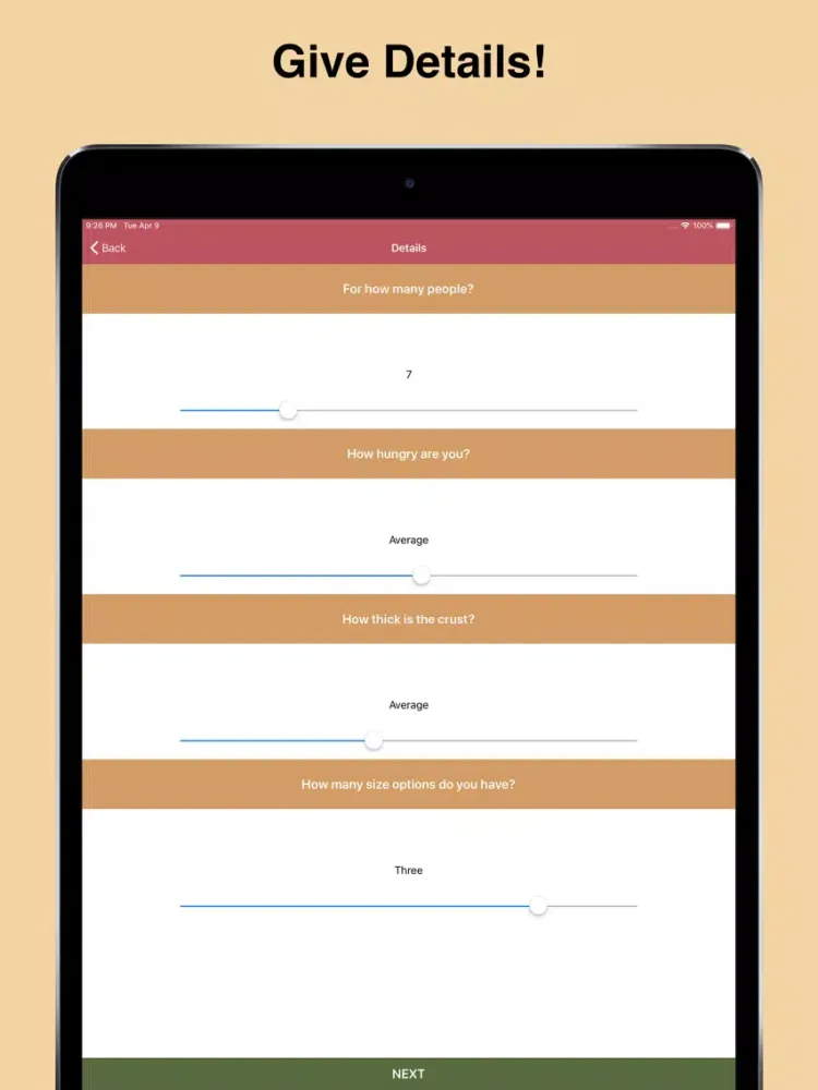 Captures d'écran de Pizza Calculator Smartly iPad 