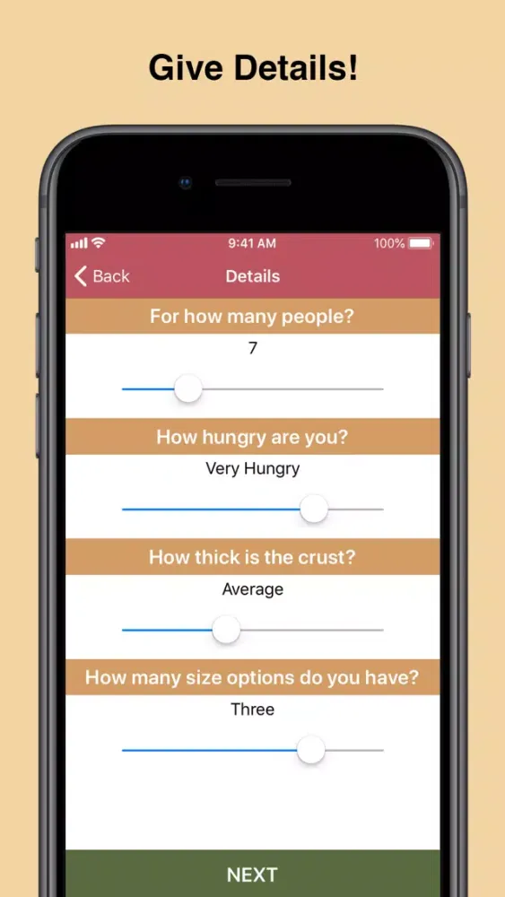 Captures d'écran de Pizza Calculator Smartly