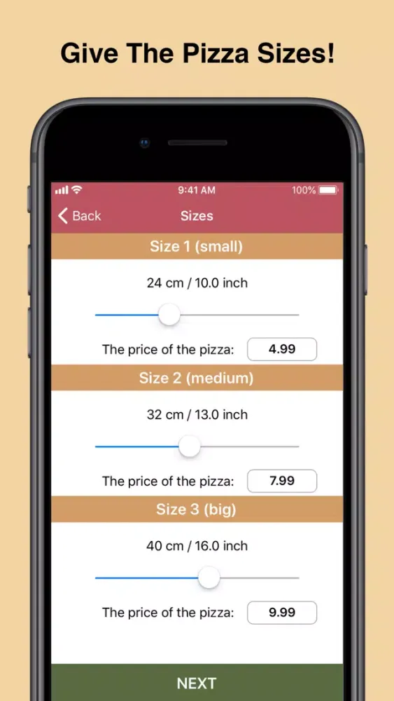 Captures d'écran de Pizza Calculator Smartly