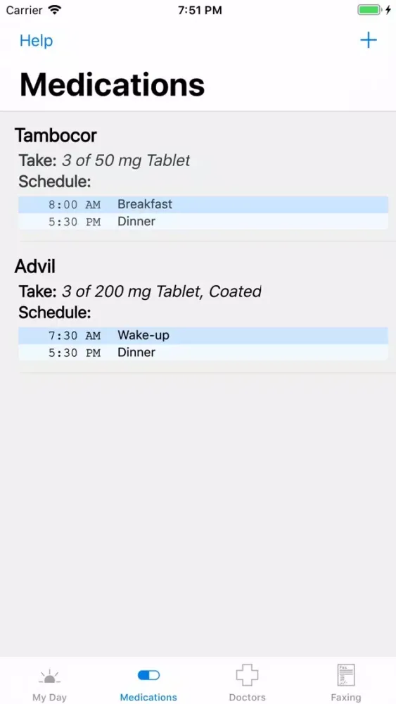 Tangkapan skrin VivA Life Medication Manager