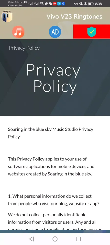 Tangkapan layar Vivo V23 Phone Ringtones