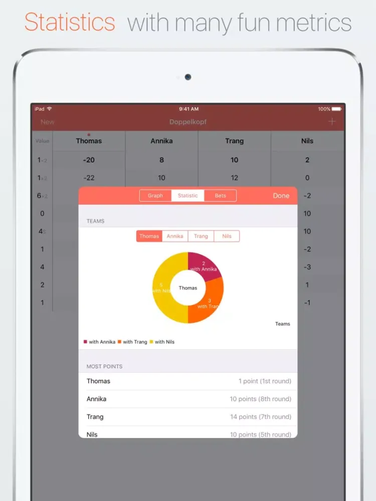 ภาพหน้าจอของ Score Sheet for Skat and Doppelkopf iPad 