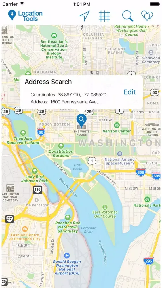 Tangkapan layar Location Tools