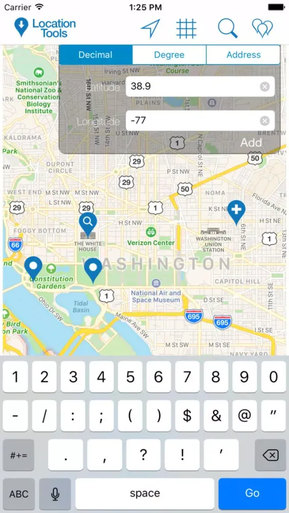 Tangkapan layar Location Tools