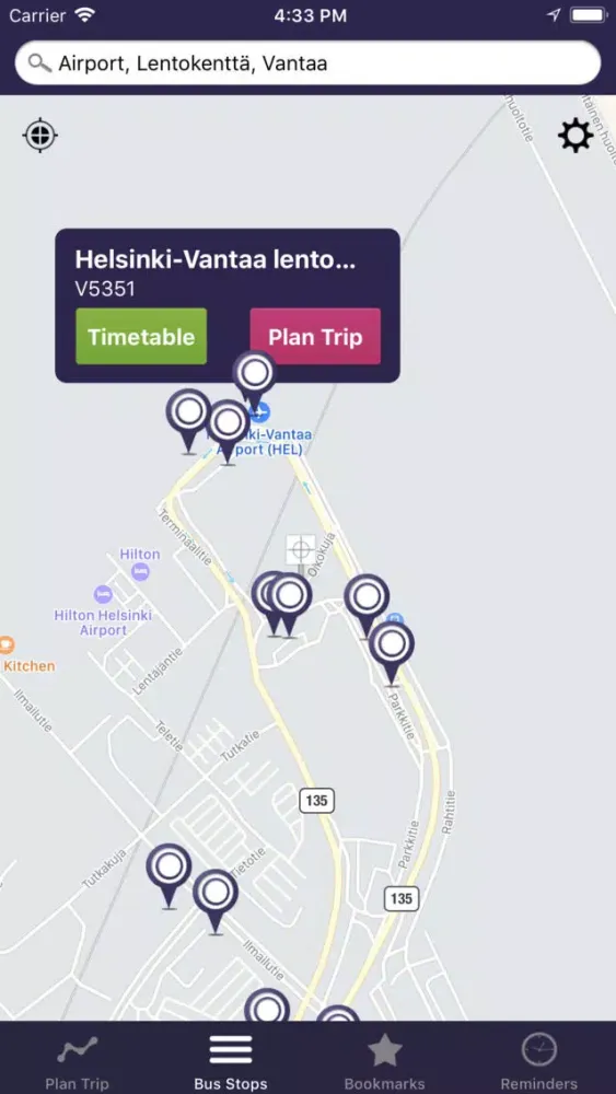 Screenshot di OnTimely, HSL, Helsinki, Uusim