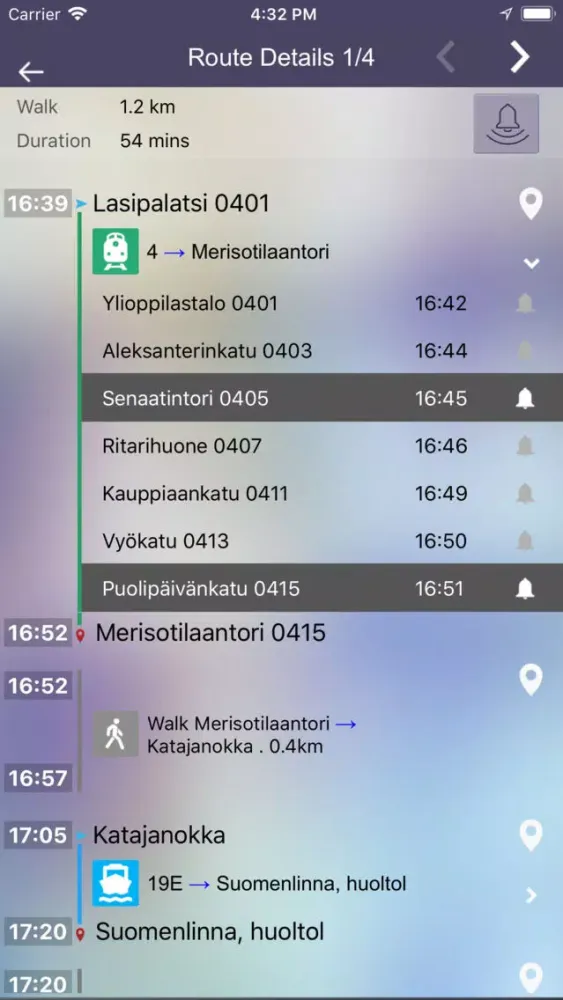 Screenshot di OnTimely, HSL, Helsinki, Uusim