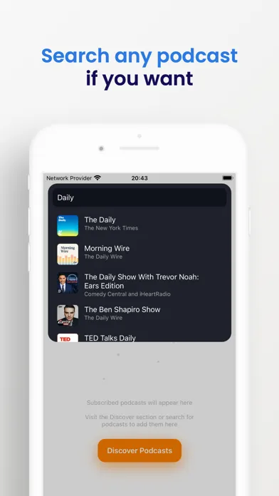 Capturas de tela do Daily Podcast