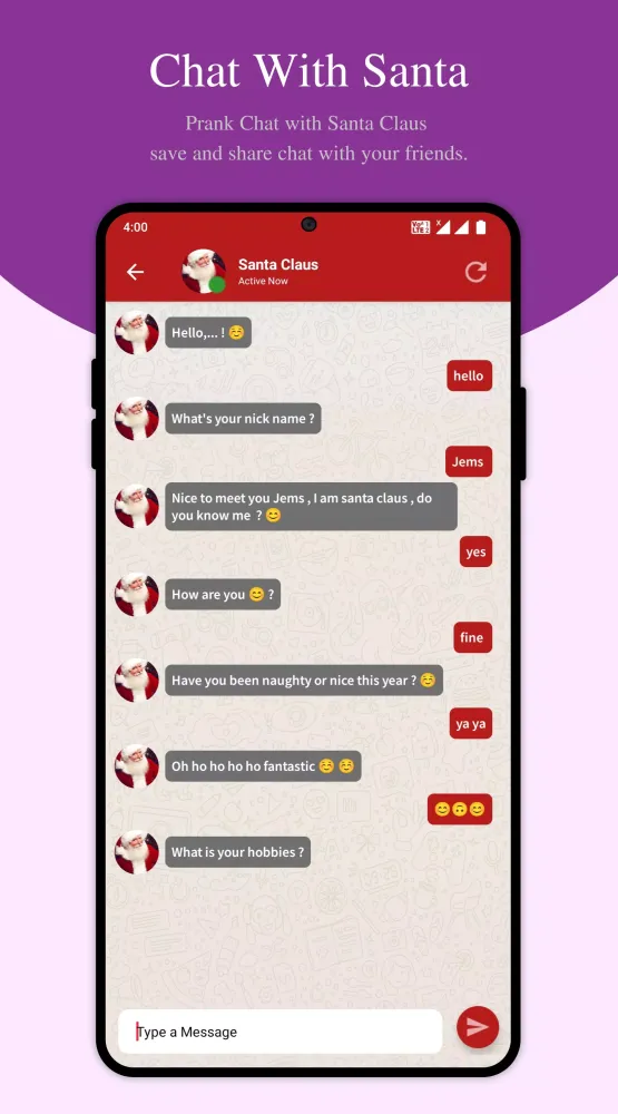 Tangkapan layar Video Call From Santa Claus