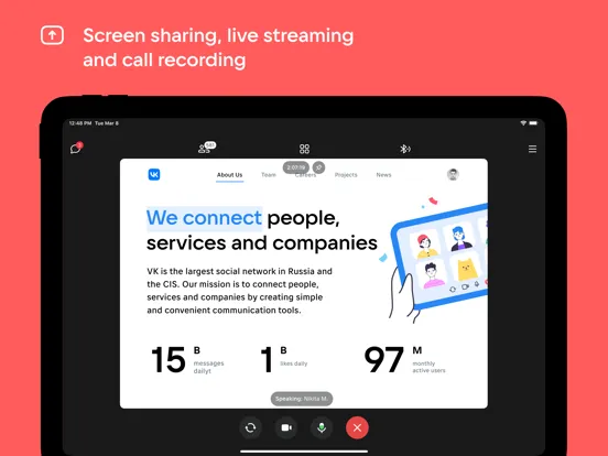 VK Calls: Online Video Calls iPad  スクリーンショット