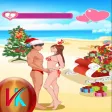 Christmas Beach Couple Kiss Love
