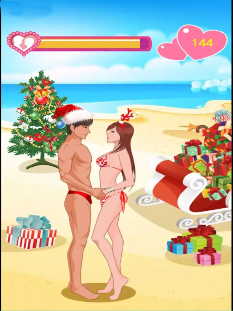 Christmas Beach Couple Kiss Love iPad  سکرین شاٹس