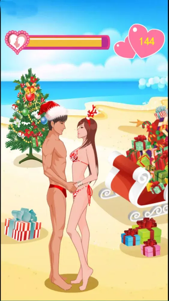 Christmas Beach Couple Kiss Love سکرین شاٹس