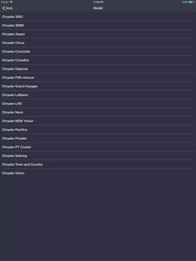 Tangkapan skrin TechApp for Chrysler iPad 