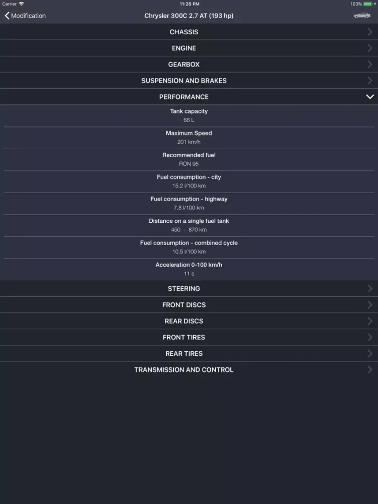 Tangkapan skrin TechApp for Chrysler iPad 