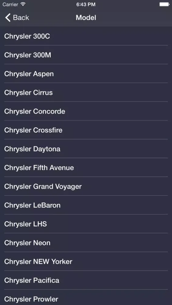 Tangkapan skrin TechApp for Chrysler