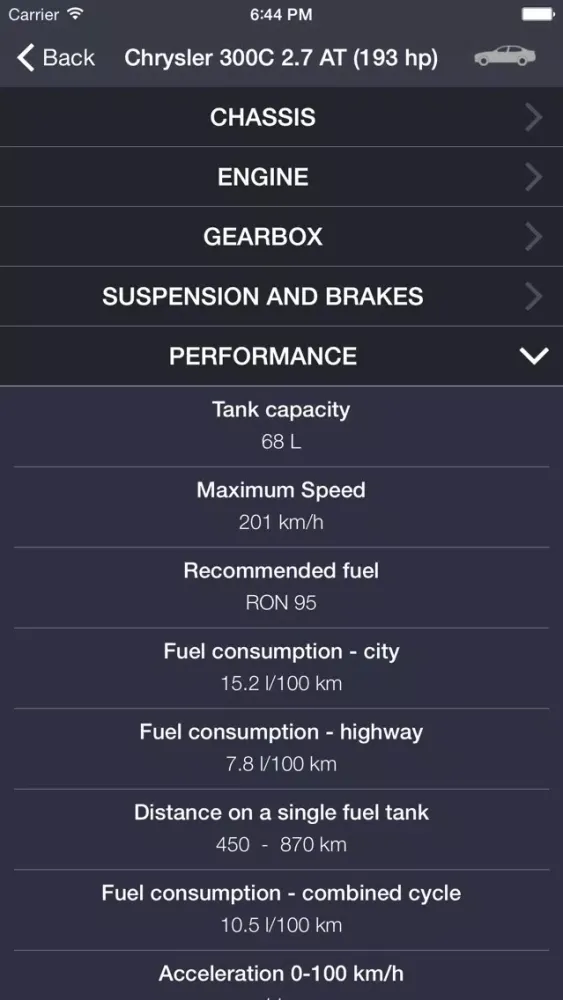 Tangkapan skrin TechApp for Chrysler
