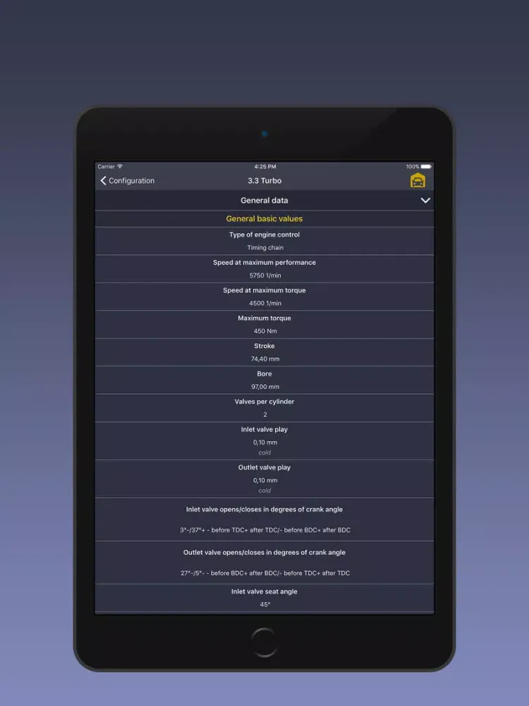 Tangkapan layar TechApp for Porsche iPad 