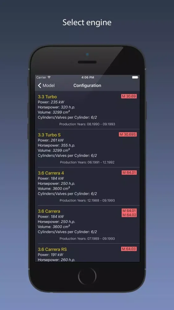 Tangkapan layar TechApp for Porsche