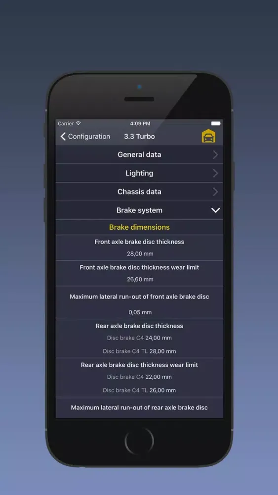Tangkapan layar TechApp for Porsche