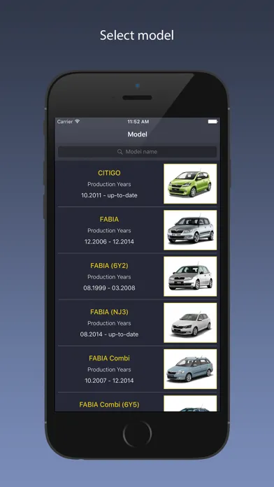 Tangkapan skrin TechApp for Skoda