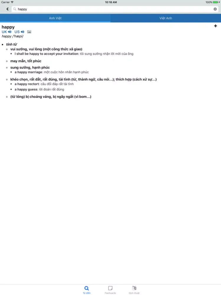 Từ Điển Anh Việt Pan Dict (Tu Dien Viet Anh) iPad  Screenshots