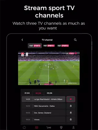 Ảnh chụp màn hình của Fast TV - Watch live sports