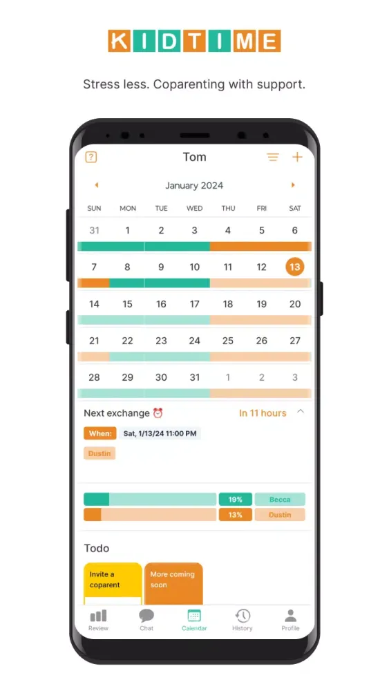 Kidtime Coparent Calendar Chat سکرین شاٹس