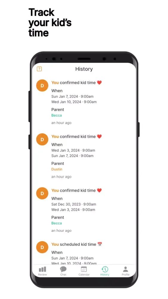 Kidtime Coparent Calendar Chat سکرین شاٹس
