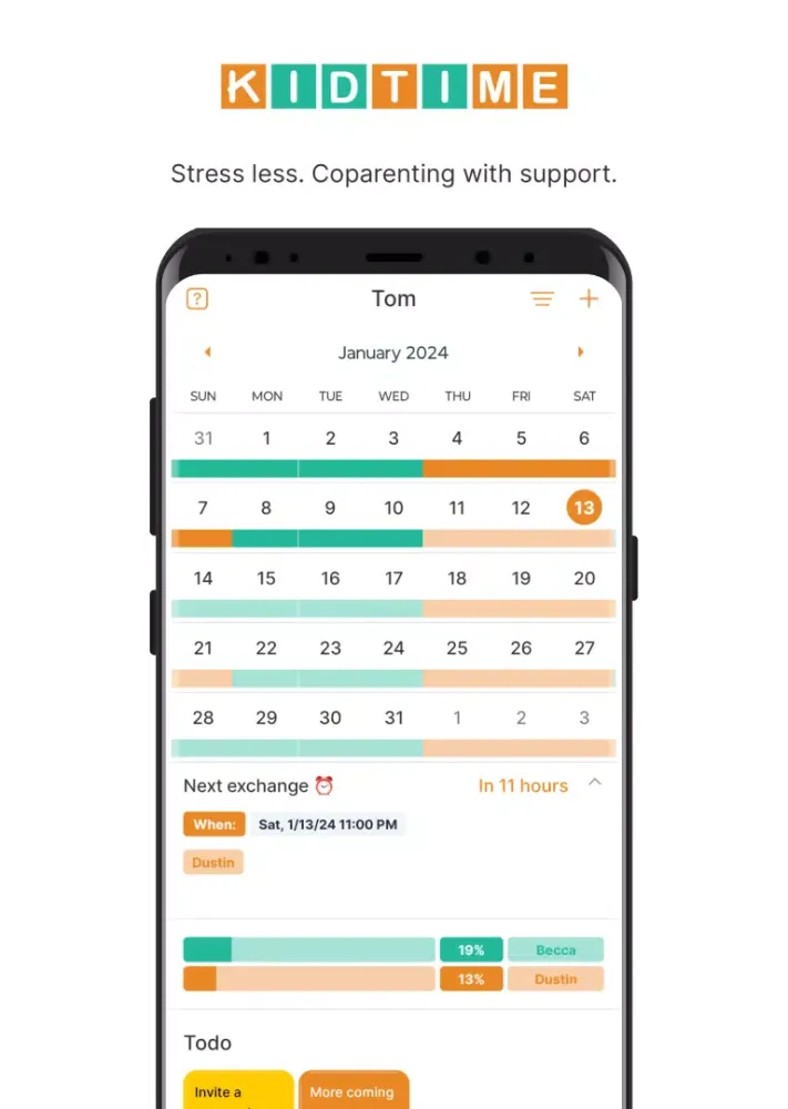 Kidtime Coparent Calendar Chat سکرین شاٹس