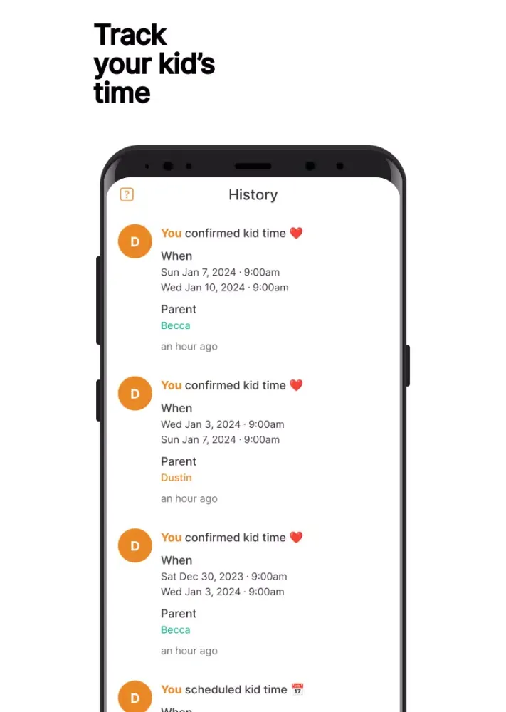 Kidtime Coparent Calendar Chat سکرین شاٹس