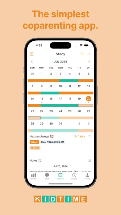 Ảnh chụp màn hình của Kidtime Coparent Calendar Chat