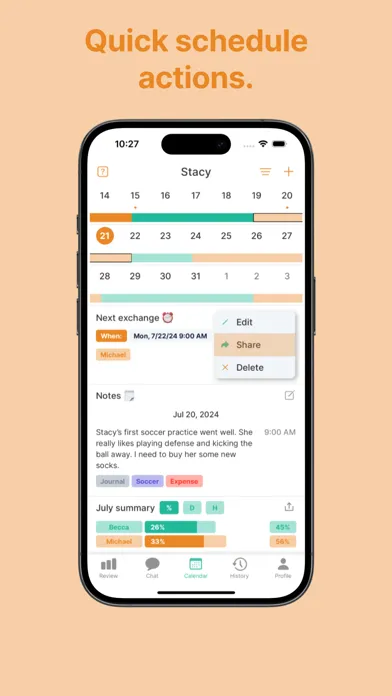 Ảnh chụp màn hình của Kidtime Coparent Calendar Chat