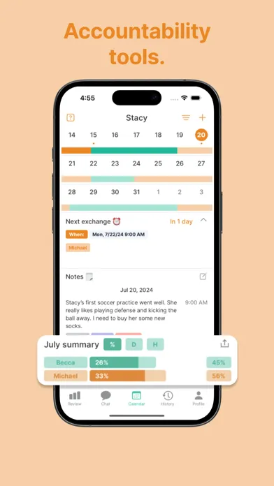 Ảnh chụp màn hình của Kidtime Coparent Calendar Chat