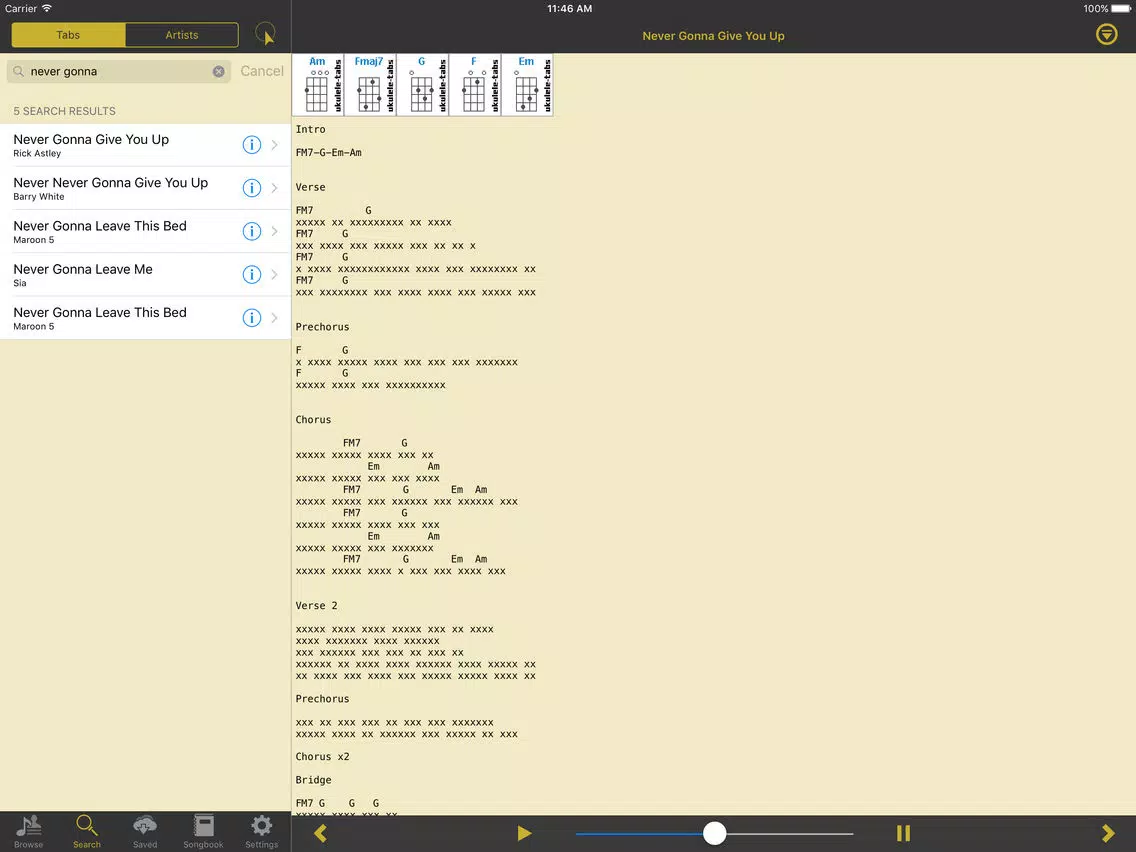 Screenshot di UkuleleTabs iPad 