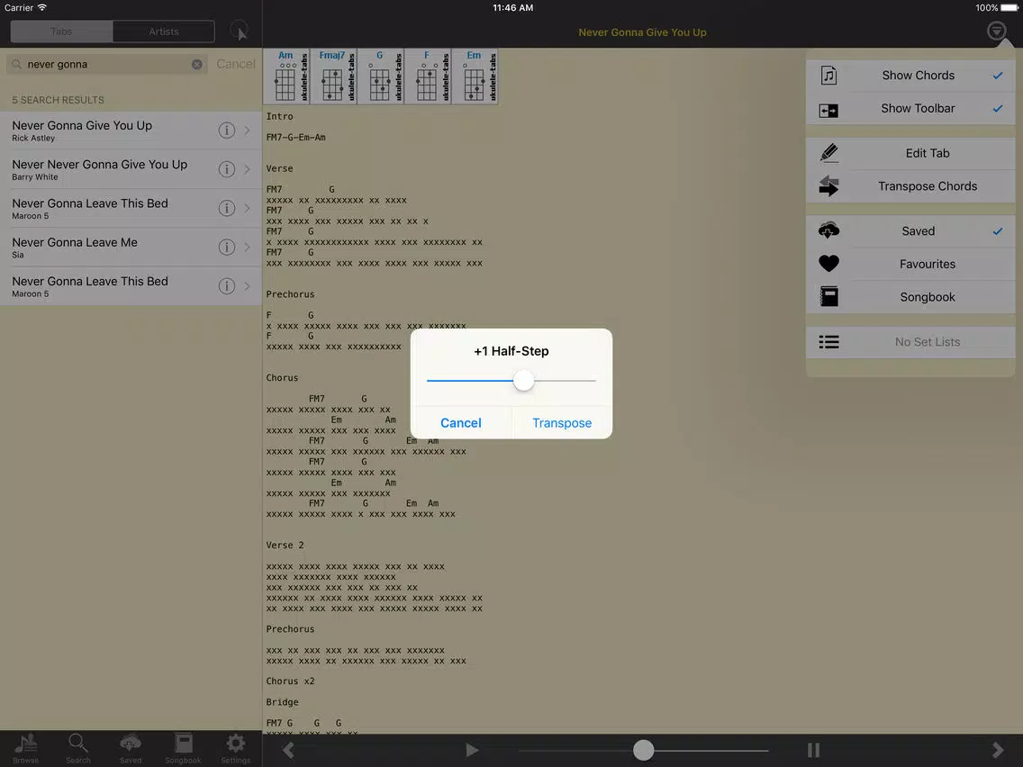 Screenshot di UkuleleTabs iPad 