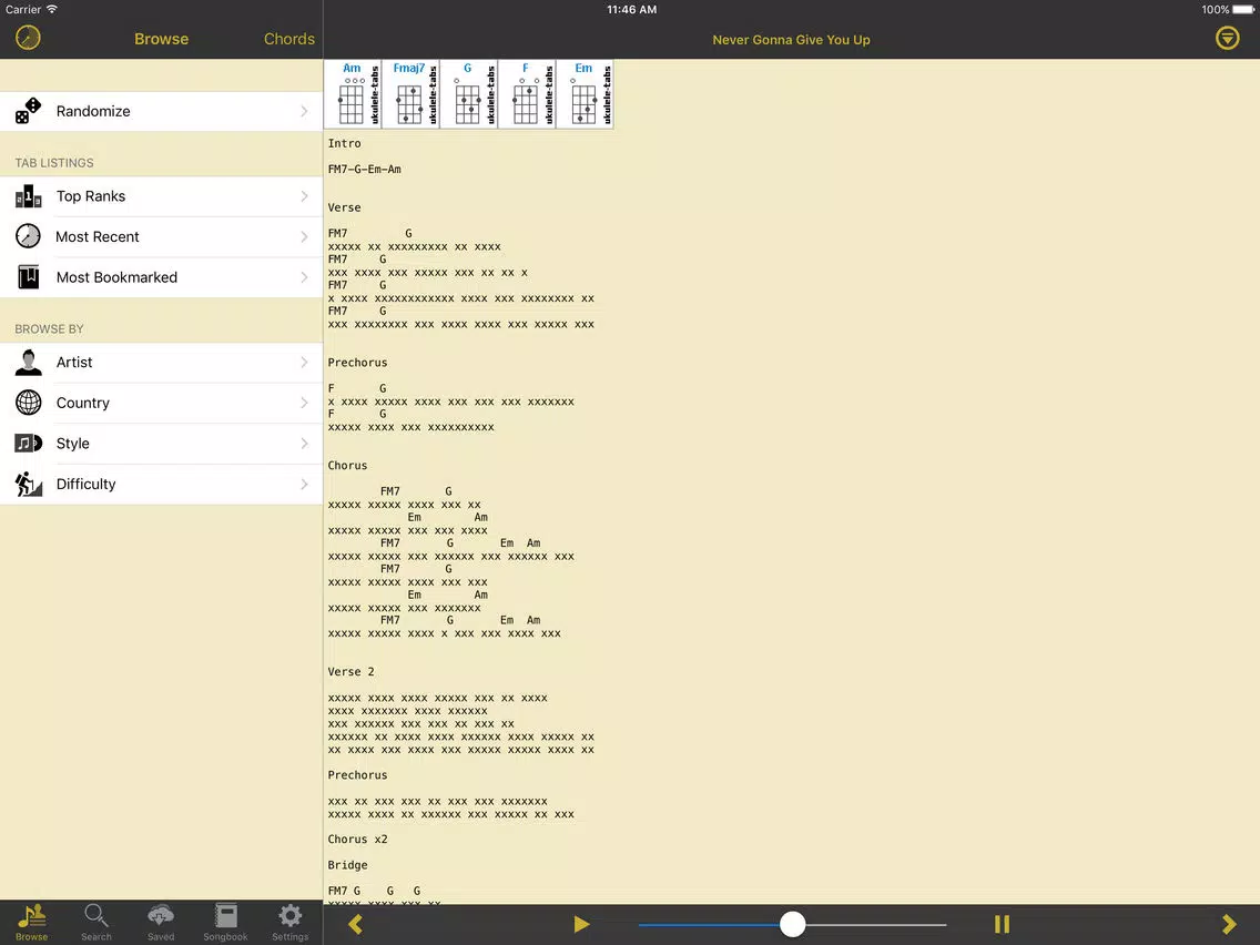 Screenshot di UkuleleTabs iPad 